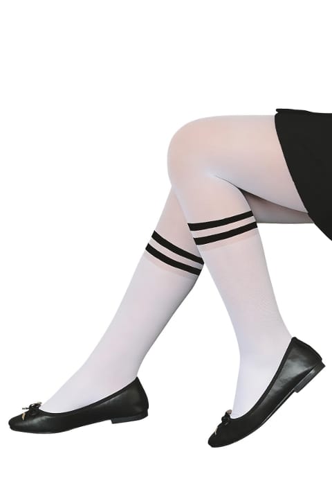 Yüksek Pamuk Oranı Kaydırmaz Taban Çocuk Külotlu Çorap Daymod 2112031 - Beyaz