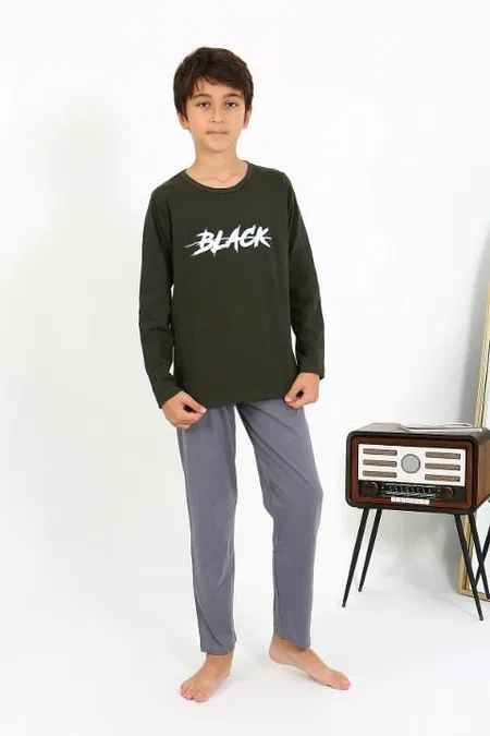 Akbeniz Uzun Kollu Pamuklu Erkek Çocuk Pijama Takım Akbeniz 20437 - Görsel 2