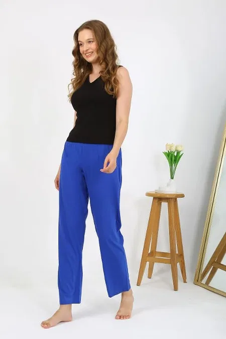 Akbeniz Mavi Penye Düz Tek Alt Kadın Pijama Akbeniz 27538 - Görsel 2