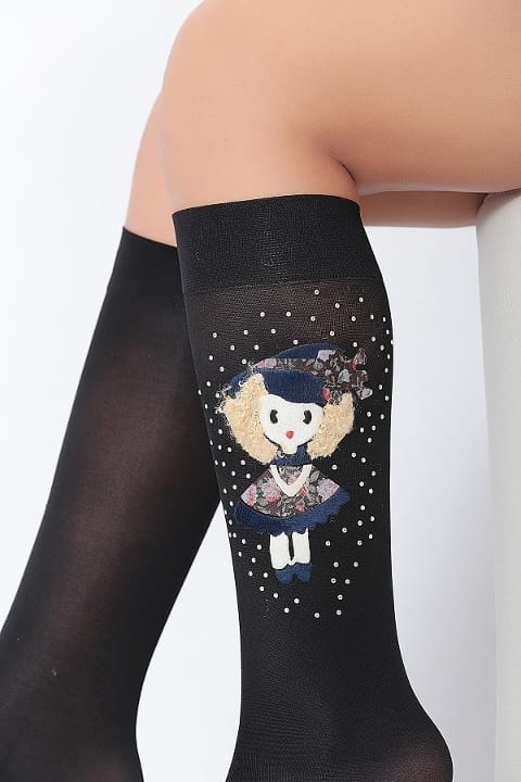 Kaydırmaz Tabanlı Pamuklu Çocuk Dizaltı Çorap Daymod 2242013 - Siyah