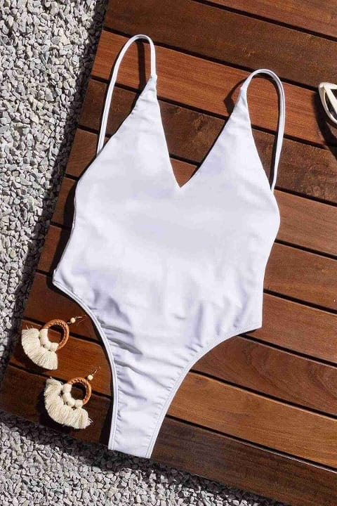 Angelsin V Yaka Sırt Dekolteli Brazilian Kesim Mayo MS 4361 - Beyaz