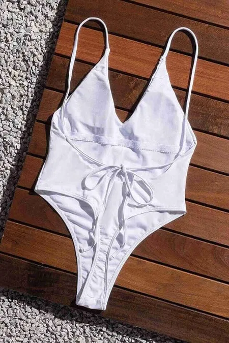 Angelsin V Yaka Sırt Dekolteli Brazilian Kesim Mayo MS 4361 - Beyaz - Beyaz