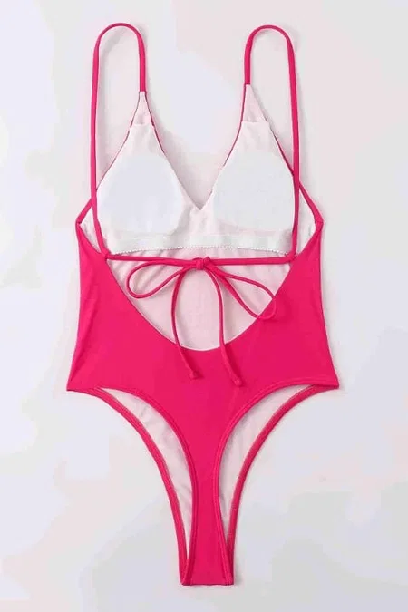 Angelsin V Yaka Sırt Dekolteli Brazilian Kesim Mayo MS 4361 - Pembe - Pembe