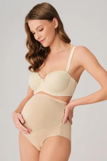 Pamuk ve Modal Kumaş Yüksek Bel Hamile Külodu Anıl 2588 - Ten