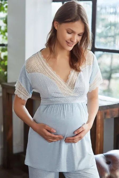 Anıl Anıl Hamile Sabahlık ve Pijama Takım 9603 - Görsel 7