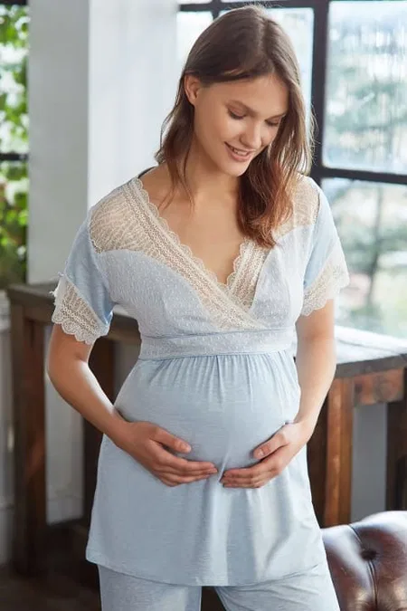 Anıl Anıl Hamile Sabahlık ve Pijama Takım 9603 - Görsel 8