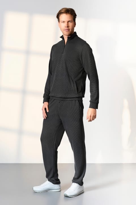 Fermuarlı Dik Yaka Antrasit Erkek Pijama Takımı Doreanse 254542 - Antrasit