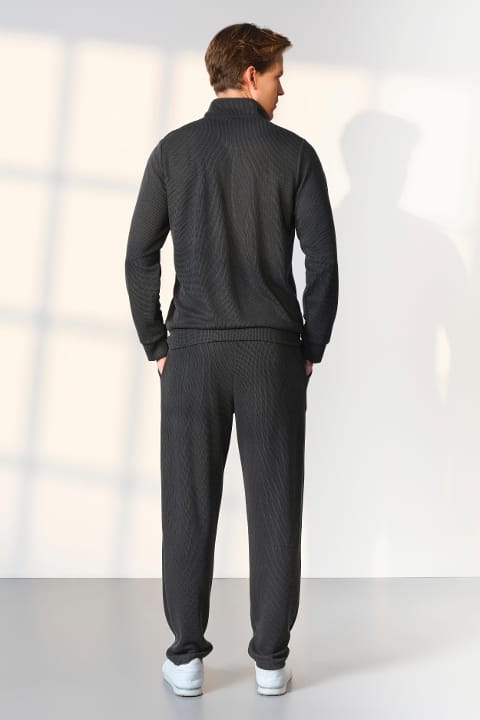 Fermuarlı Dik Yaka Antrasit Erkek Pijama Takımı Doreanse 254542 - 2