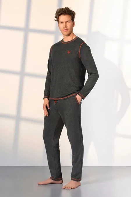 Yüksek Kalite Polyester Viskon İki Parça Pijama Takımı Doreanse 254541 - Antrasit