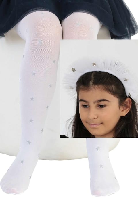 Kaydırmaz Tabanlı Beyaz Çocuk Külotlu Çorap Daymod 2142061 - Beyaz