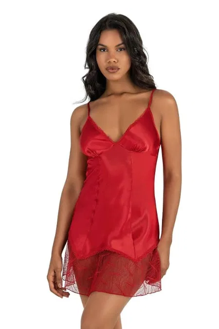 Asimetrik Tüllü Kırmızı Body Ahu 8227 - Kırmızı