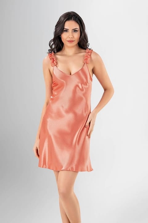 Büzgülü Askılı Kısa Gecelik Sabahlık Takımı Bordo Ahu 1962 - 2