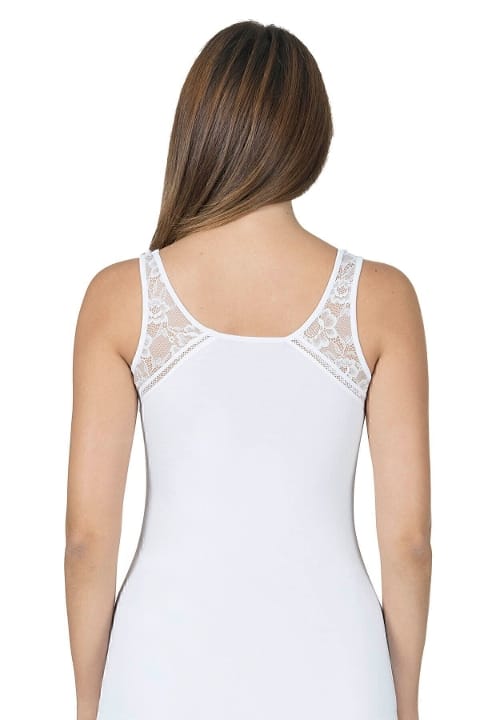 Pamuklu Dantel Detaylı Kalın Askılı Kadın Atlet Özkan 25520 - Beyaz