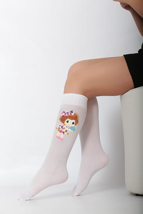 Yüksek Pamuklu Kaydırmaz Taban Çocuk Dizaltı Çorap Daymod 2242009