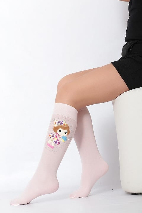 Kaydırmaz tabanlı Leopar Desenli Çocuk Dizaltı Çorap Daymod 2242009 - Pembe