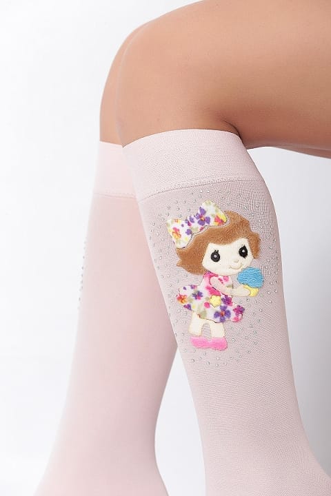 Kaydırmaz tabanlı Leopar Desenli Çocuk Dizaltı Çorap Daymod 2242009 - Pembe