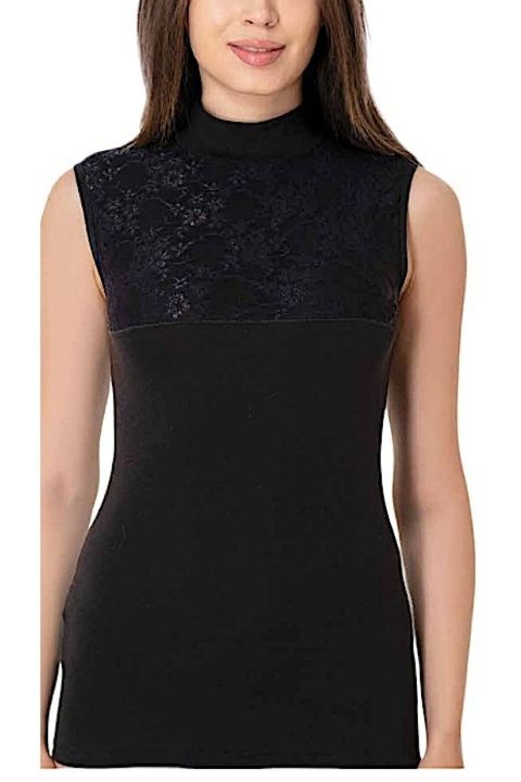 Dantel Detaylı Uzun Kollu Atlet İMER 1281 - Siyah