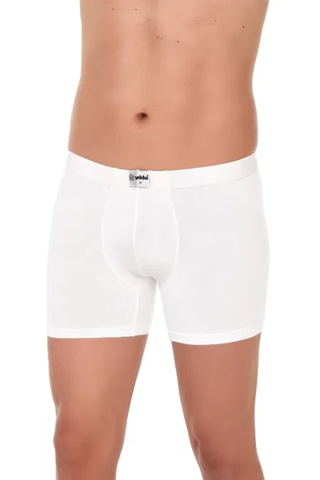 Bambu Elastan Esnek Yüksek Bel Erkek Boxer Yıldız 320 - Beyaz