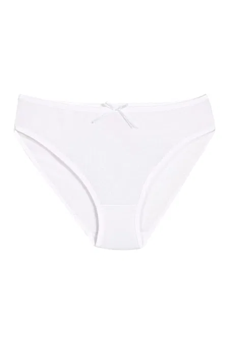 Bambu Elastan Yüksek Bel Bikini Külot 6'lı Paket Yıldız 3910 - Beyaz