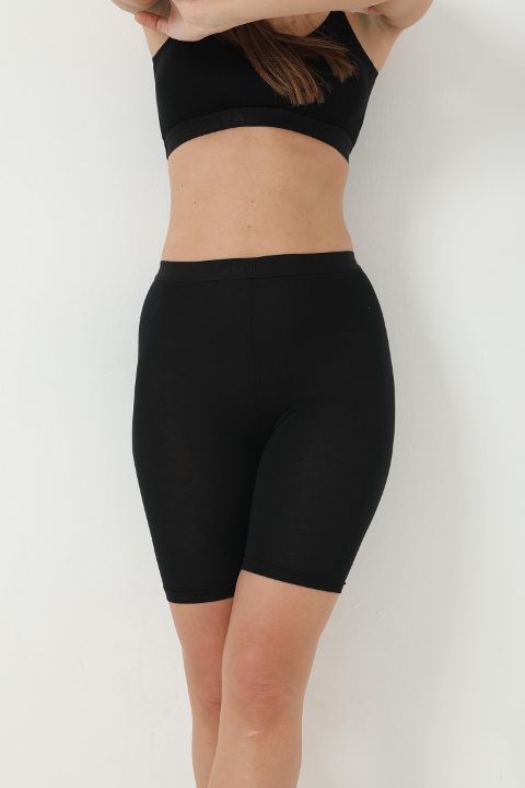 Bambu Elastan Siyah Diz Üstü Tayt Arma Yıldız 3711 - Siyah