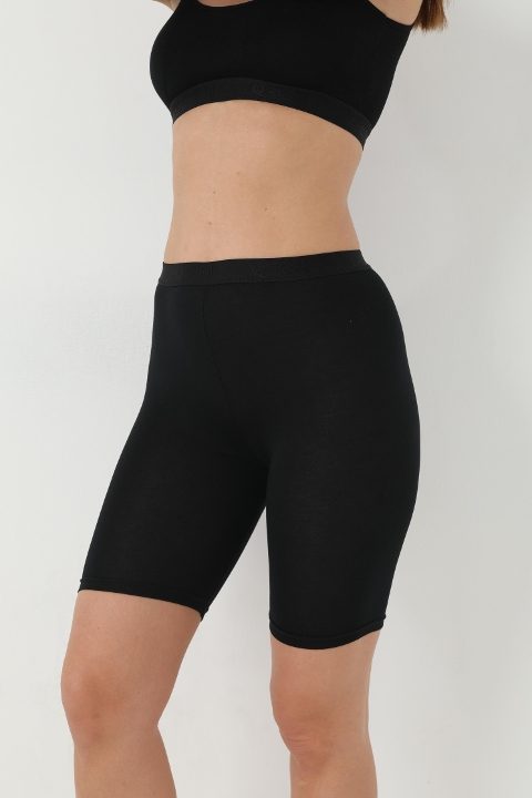 Bambu Elastan Siyah Diz Üstü Tayt Arma Yıldız 3711 - Siyah