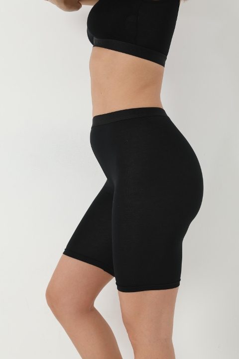 Bambu Elastan Siyah Diz Üstü Tayt Arma Yıldız 3711 - Siyah