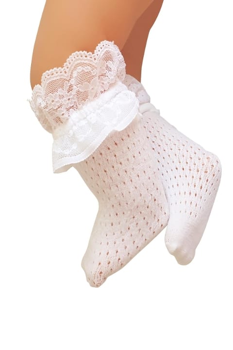 File Dantelli Dizaltı Çorap Beyaz Daymod 2223012