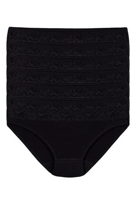 Beli Dantelli Yüksek Bel Bikini Külot  Yıldız 3786 - Siyah