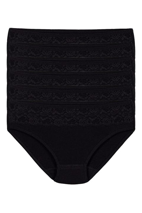 Beli Dantelli Yüksek Bel Bikini Külot  Yıldız 3786 - Siyah