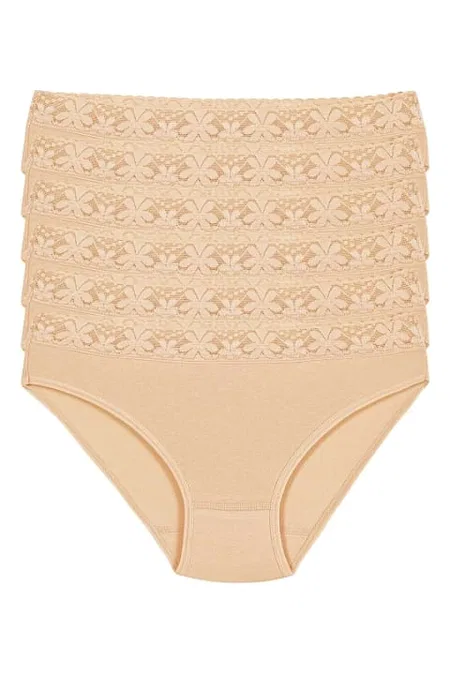 Yüksek Bel Dantelli Bikini Külot Pamuklu Yıldız 3527 - Ten