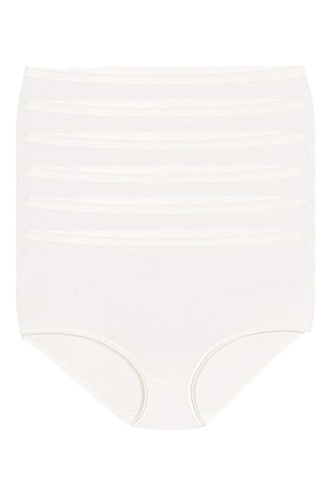 Likralı Yüksek Bel Kadın Bato Külot Beyaz Yıldız 3745