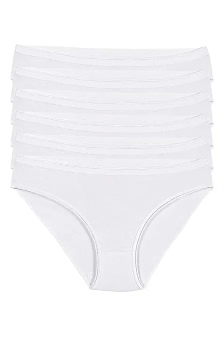 Yüksek Bel Likralı Kadın Bikini Külot Beyaz Yıldız 3725 - Beyaz