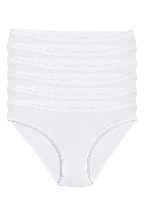 Yüksek Bel Likralı Kadın Bikini Külot Beyaz Yıldız 3725 - Beyaz