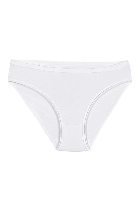 Yüksek Bel Likralı Kadın Bikini Külot Beyaz Yıldız 3725 - Beyaz