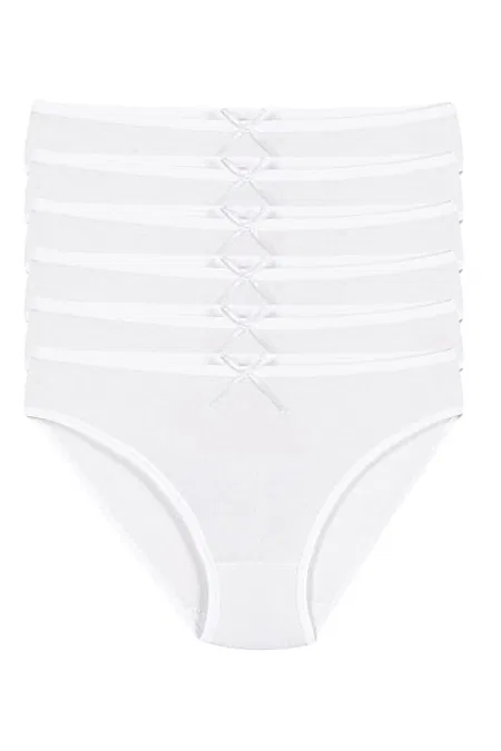 Yüksek Bel Likralı Pamuklu Kadın Bikini Külot Yıldız 3555 - Beyaz
