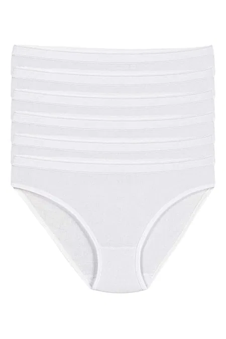 Pamuklu Yüksek Bel Bikini Külot Beyaz Yıldız 3700 - Beyaz