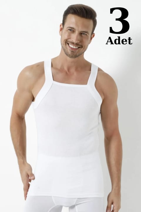 Pamuk Ribana Beyaz Erkek Atlet 3'lü Paket Arma Yıldız 1135 - Beyaz