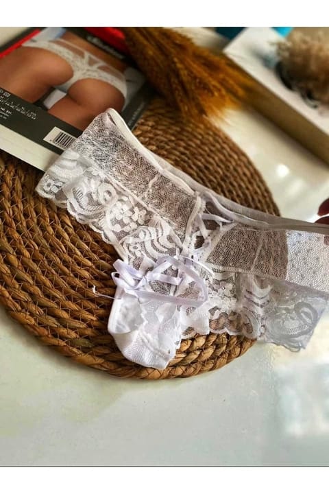 Beyaz Puantiyeli Dantelli Tek Parça Body Lily Bianca 100 - Beyaz