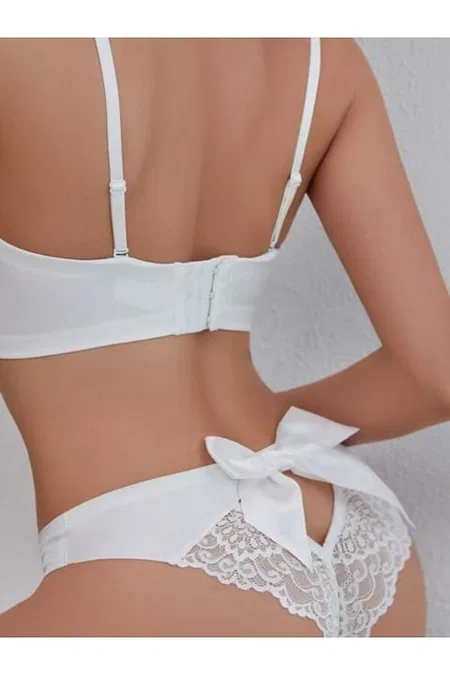 Dantel Detaylı Tek Parça Kadın Body Lily Bianca 100 - Beyaz