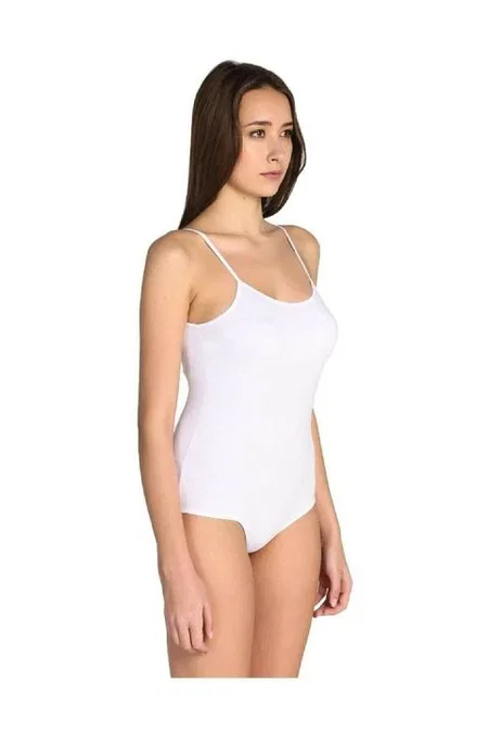 Beyaz Likra İp Askılı Çıt Çıtlı Body Arma Yıldız 3336 - Beyaz