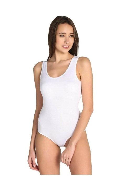 Beyaz Likralı Geniş Askılı Çıtçıtlı Body Arma Yıldız 3338 - 2