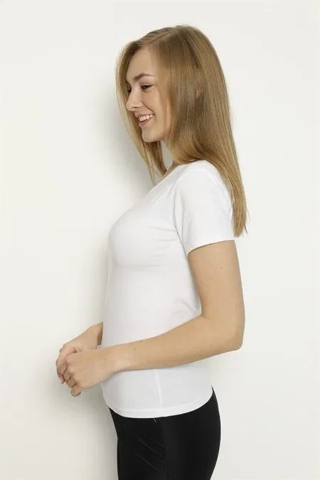 Pamuklu Uzun Kollu Yuvarlak Yaka Atlet Arma Yıldız 3358 - Beyaz