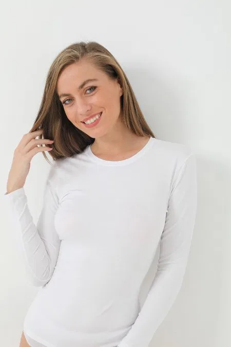 Pamuklu Uzun Kollu Body Arma Yıldız 3343 - Beyaz