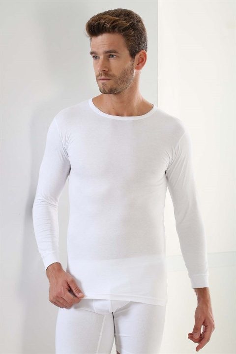 Ribana Uzun Kollu Bisiklet Yaka Atlet Arma Yıldız 1128 - Beyaz