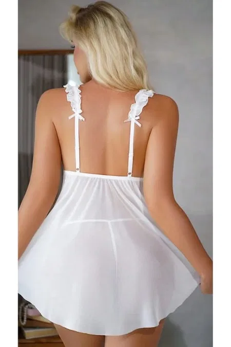 Ruselin Şeffaf Tül Fırfırlı Body Ruselin 2108 - Görsel 2