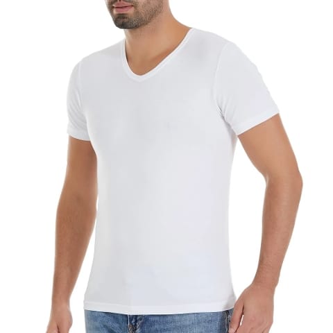 Pamuklu Modal Kısa Kollu Erkek T-Shirt Yıldız 150 - Beyaz