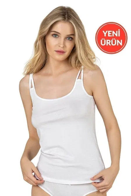Pamuklu Modal İp Askılı Kadın Atlet Özkan 26765 - Beyaz