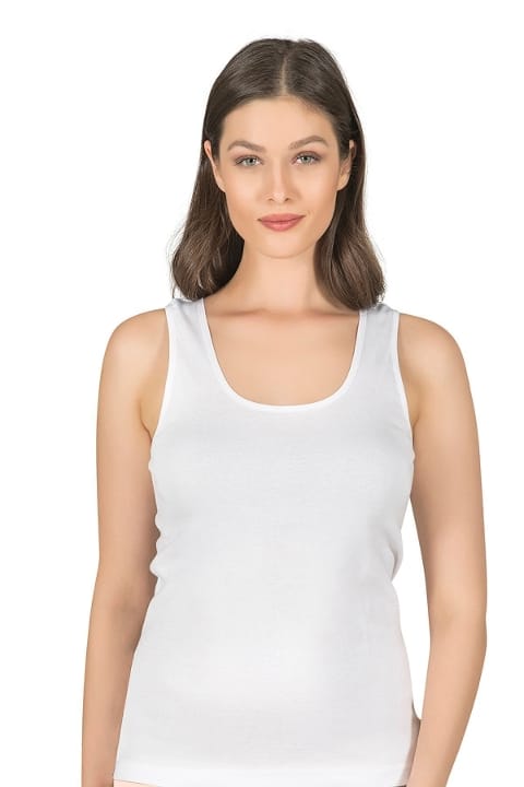 Kalın Askılı Ribana Pamuklu Atlet Özkan 0111 - Beyaz