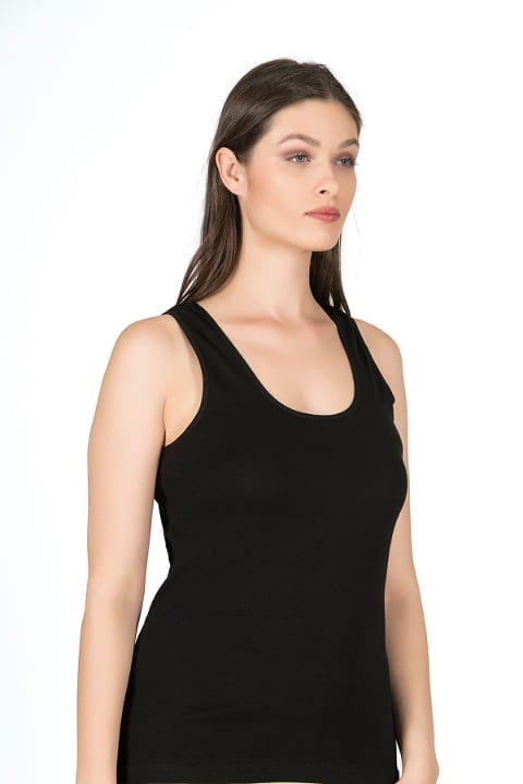 Kalın Askılı Ribana Pamuklu Atlet Özkan 0111 - Siyah