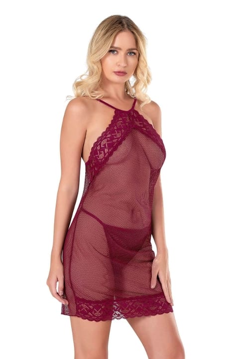 Kısa File Tül Gecelik Esnek Doku Ahu 8132 - 2